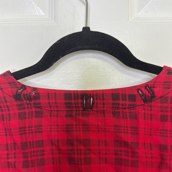 Pottery Vintage Croppwd Red Plaid Women's Jacket - Picture 10 of 11